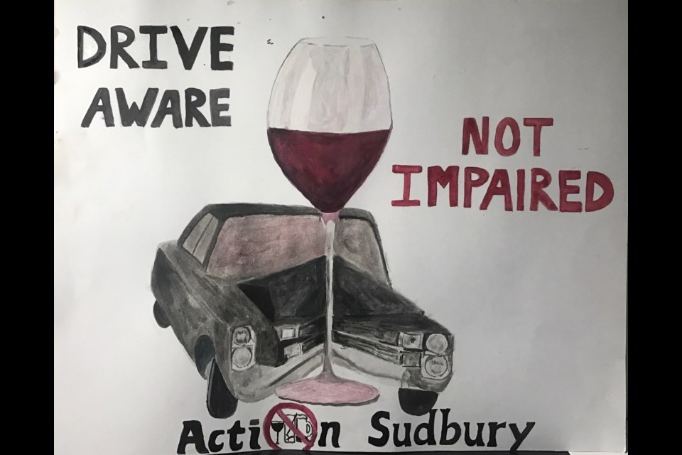 Drinking & Driving poster made by Ng Foucault of Confederation High School. (Supplied)

