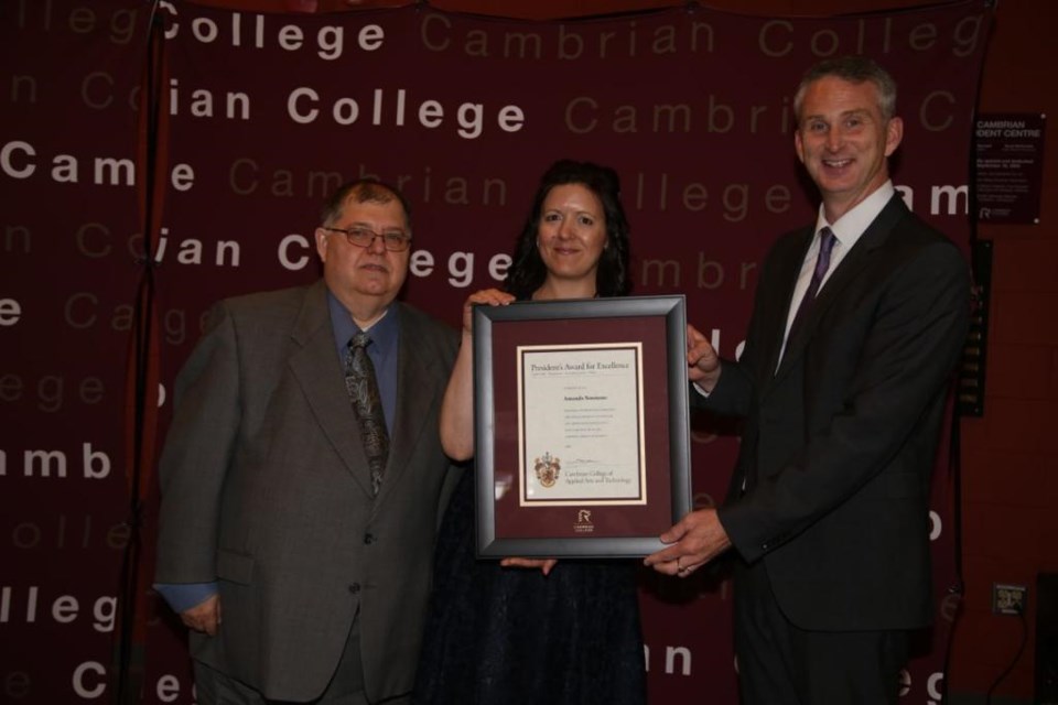 Amanda Simmons, admissions specialist at Cambrian College was awarded the President’s Award for Excellence at an annual event on Thursday. (supplied)