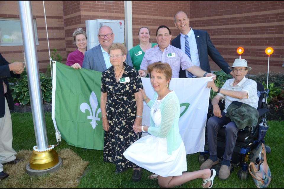 The Franco-Ontarian flag was raised at Pioneer Manor on Friday. It will be a permanent addition to the facility, in honouring the fact more than one-third of the residents identify as Francophone. (Arron Pickard/Sudbury.com)