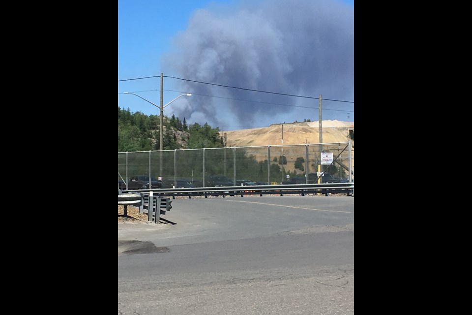 Al Beland sent in this photo of smoke billowing behind Coleman Mine in Levack. (Al Beland)