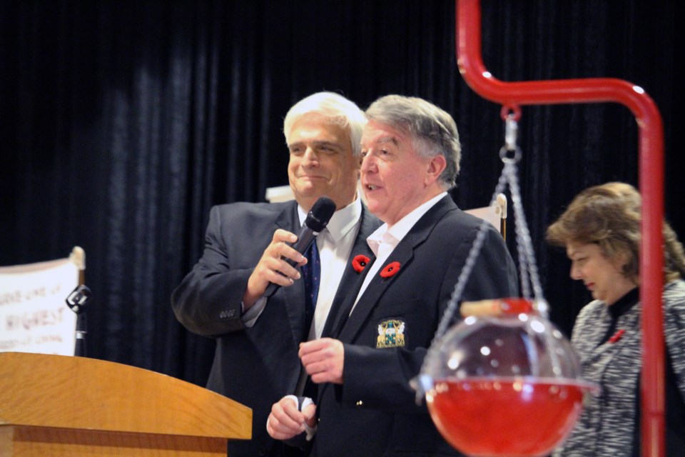 Brothers Geoffrey and Gerry Lougheed announced that the Lougheed Foundation will match kettle donations dollar for dollar up to a maximum of $50K at the annual Luncheon of Hope on Nov. 1, 2018. (Allana McDougall/Sudbury.com)