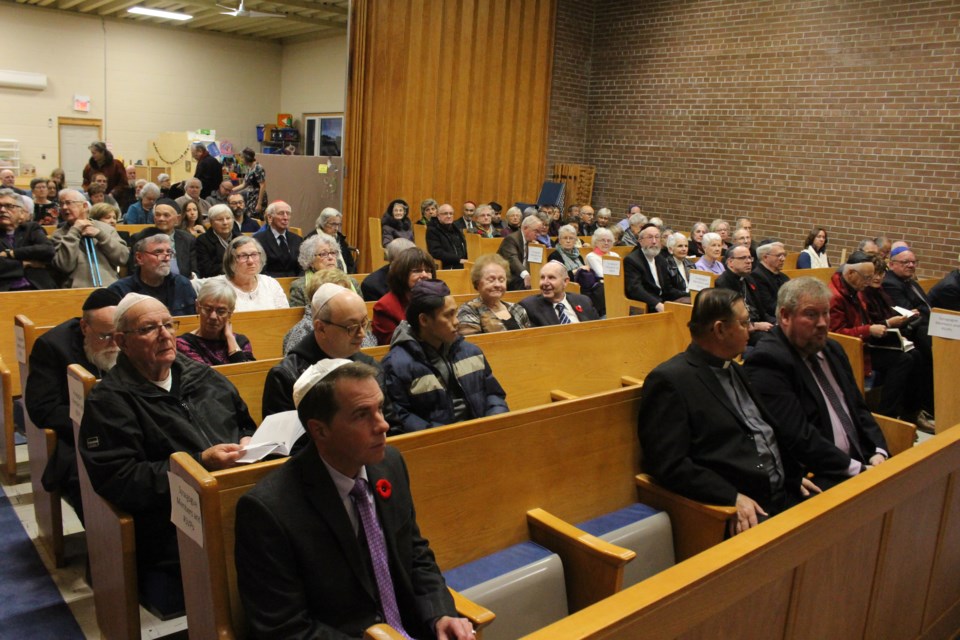 Dozens of Sudburians gathered at the Shaar Hashomayim Synagogue in Sudbury Friday evening for a special Shabbat service in solidarity with the victims of last Saturday's attack at the Tree of Life Synagogue in Pittsburgh. (Matt Durnan/Sudbury.com)