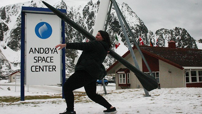 Megan Gran at the Andoya Space Centre near the Arctic Circle. Gran was the Canadian representative on the European Space Agency's ) 