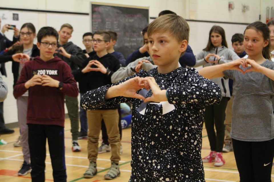 R.L. Beattie Public School performs the 'Fractal Dance' with the help of 250 students, as part of Natural Sciences and Engineering Research Council's Science Odyssey Week (Keira Ferguson/ Sudbury.com)