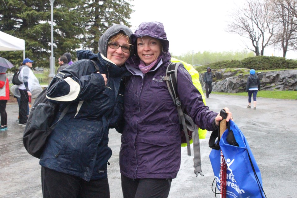Nancy Quenneville (left) with Lynn Laurin (right) at the 6th annual Defeat Depression Walk at the Grace Hartman Amphitheatre on Saturday.  (Keira Ferguson/ Sudbury.com) 