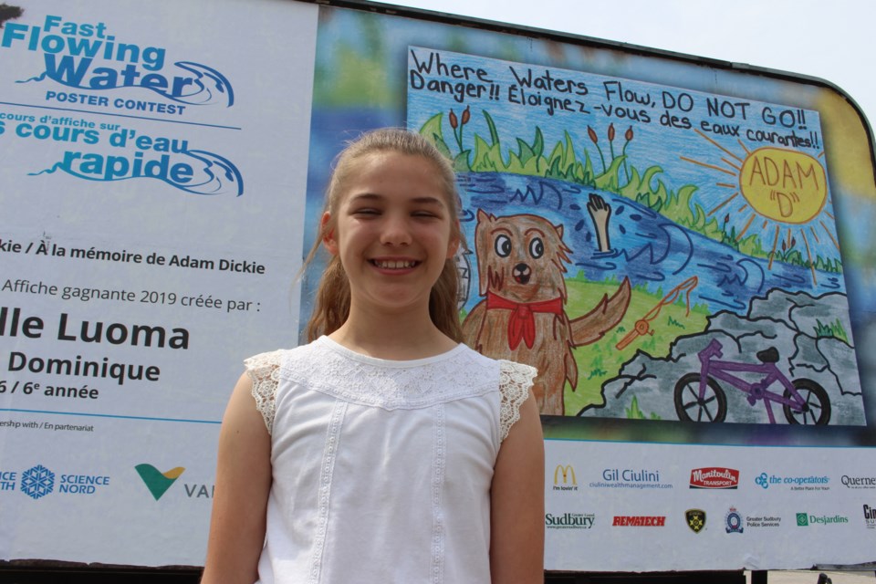 For the second year in a row, Gabrielle Luoma's artwork will help educate Sudburians of the dangers of fast flowing water. The Grade 6 student from École St-Dominique was the overall poster contest winner of this year's Fast Flowing Water Contest. (Heather Green-Oliver/Sudbury.com)