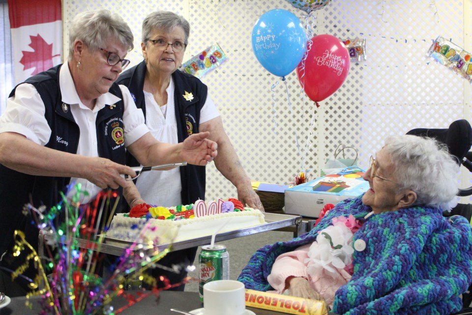 Kathleen Mary James celebrates her 100th birthday at at the Minnow Lake Legion Branch 76 (Keira Ferguson/ Sudbury.com)