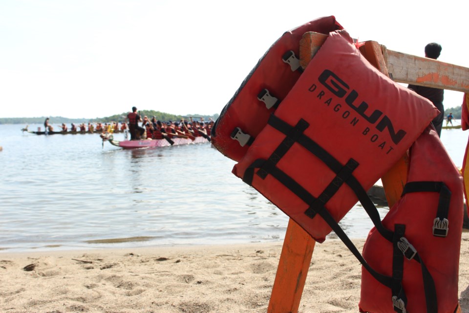 The 20th annual Sudbury Dragon Boat Festival hosted on Ramsey Lake, in support of the NEO Kids Foundation. (Keira Ferguson/ Sudbury.com)