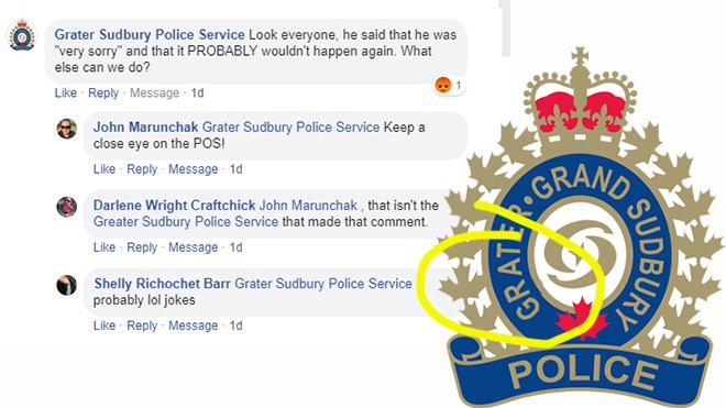 Greater Sudbury Police Service is warning the public about a parody Facebook page named 'Grater' Sudbury Police Service.