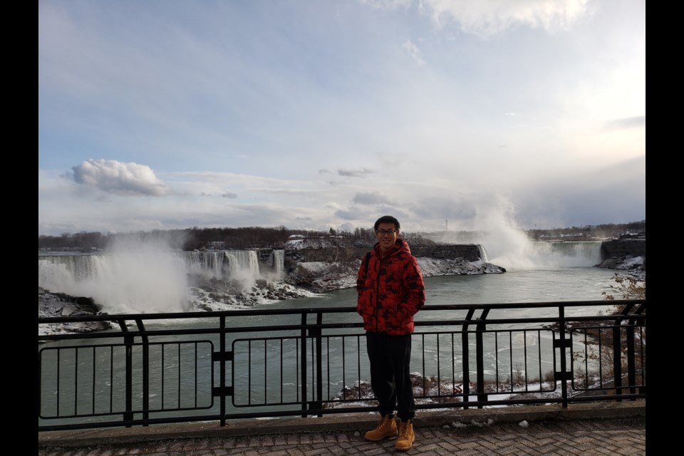 Laurentian University student Shengle Luo is seen here visiting Niagara Falls in a happier time. (Supplied)