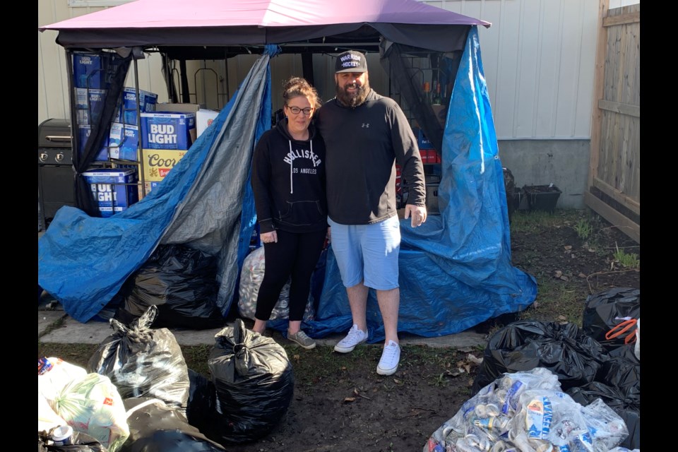 Curtis Loiselle and Ashlie Wainman started the We The Bury bottle drive to support the Sudbury Food Bank. (Supplied)