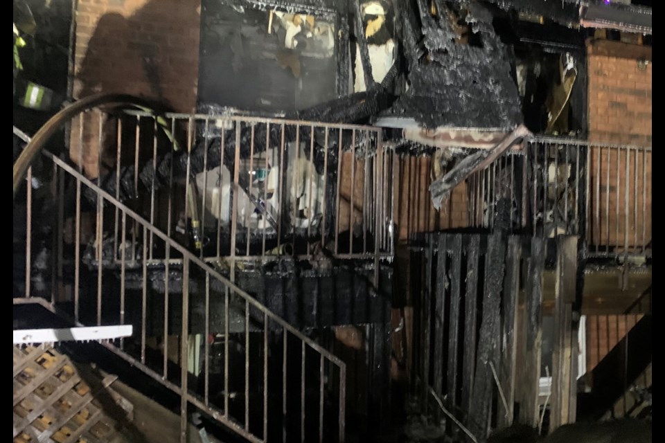 Greater Sudbury Fire Services Deputy Fire Chief Jesse Oshell tweeted these images of an overnight fire affecting two townhouses on Christa Street in Hanmer.