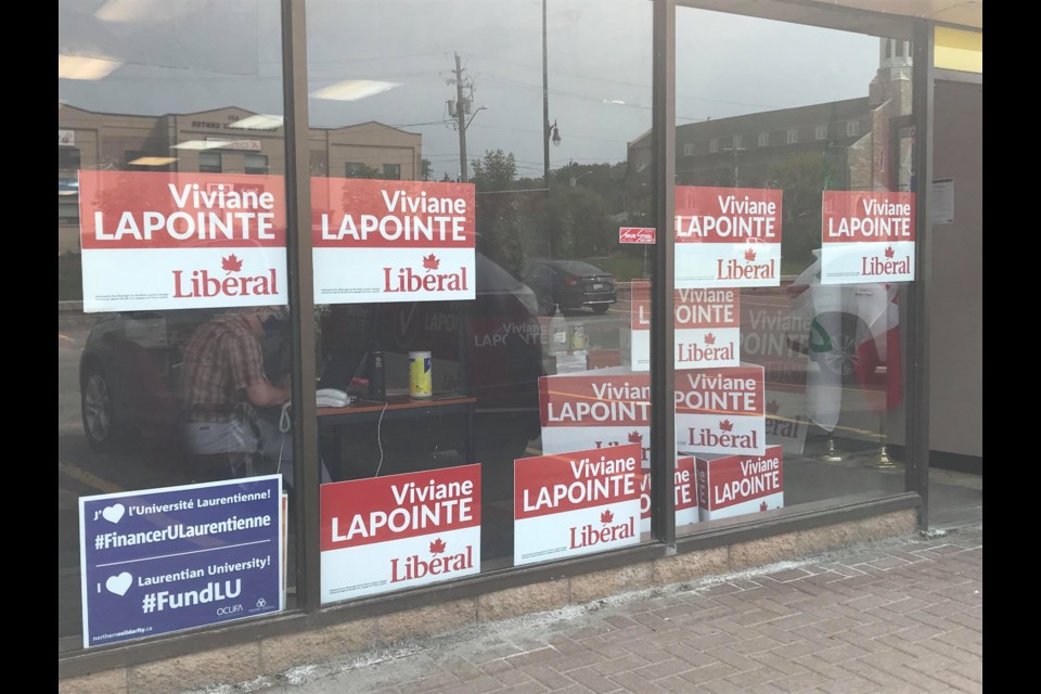 VIviane Lapointe's campaign office on Notre Dame Avenue.