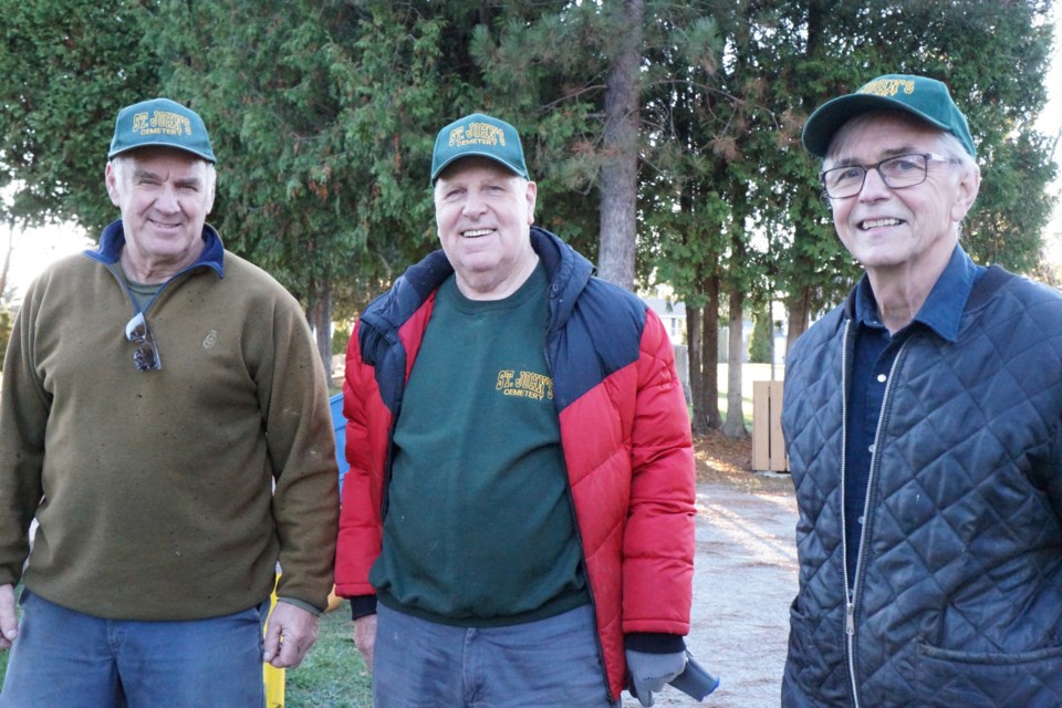 Head of the maintenance team, John Monaghan, with Gord Brown and Paul Dupuis                               