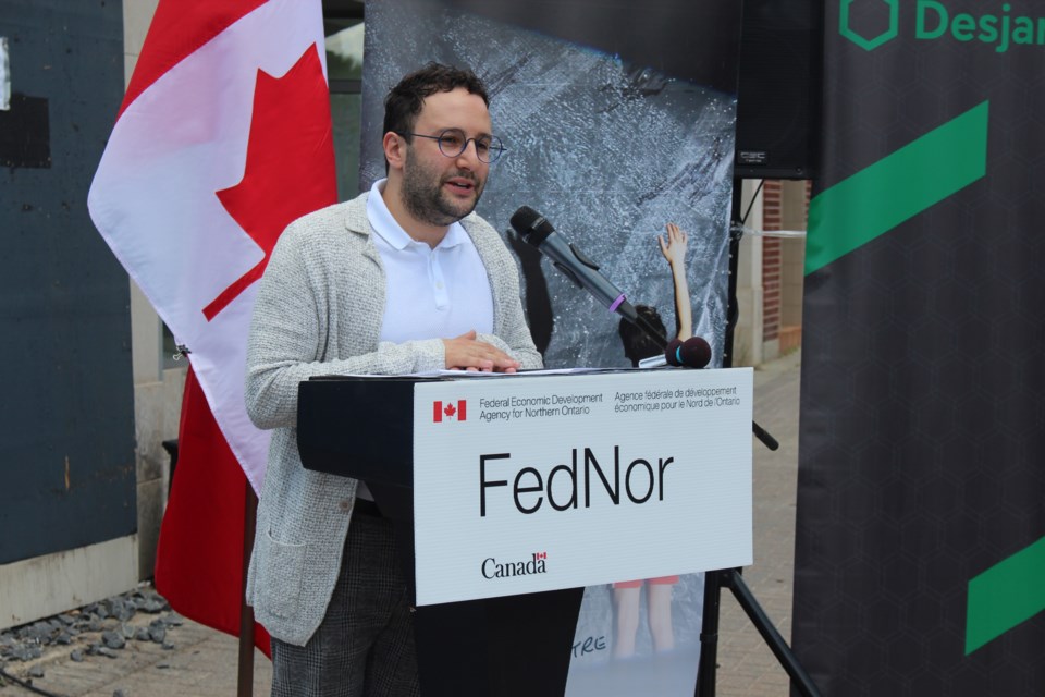 YES Theatre founder Alessandro Costantini speaks at at June 29 funding announcement.