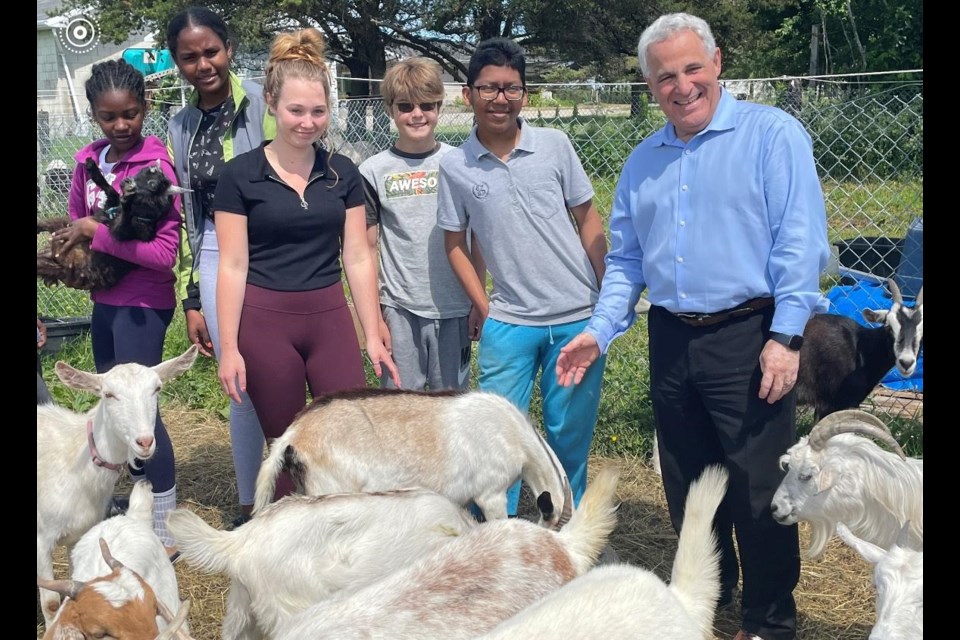 Nickel Belt Liberal MP Marc Serré is seen with youths at KD Farm & Seed, which is one of the Canada Summer Jobs recipients in the Nickel Belt area. 
