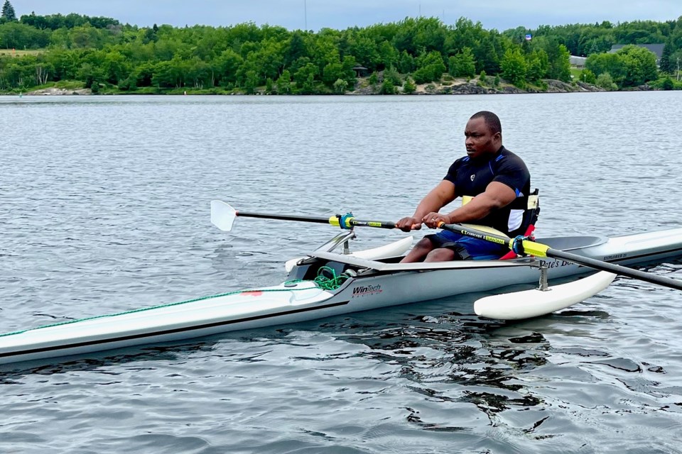 ParaSports Rower Konan Blaise Koko on Ramsey Lake.