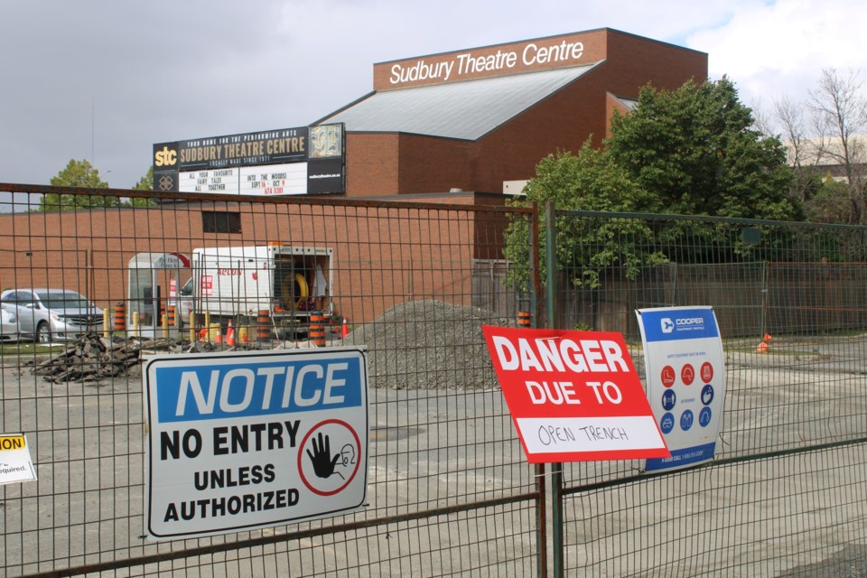 A crew is seen relocating an Enbridge gas line away from the proposed Junction East Cultural Hub footprint this week so construction can proceed next year.