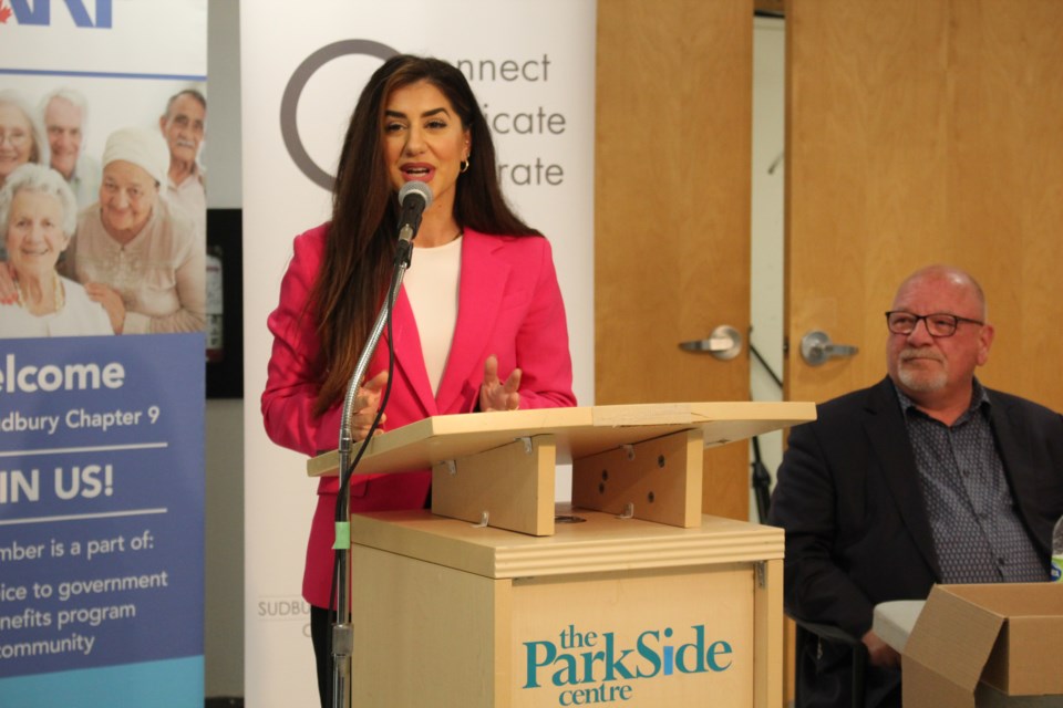 Miranda Rocca-Circelli speaks at an Oct. 1 Greater Sudbury mayoral debate.