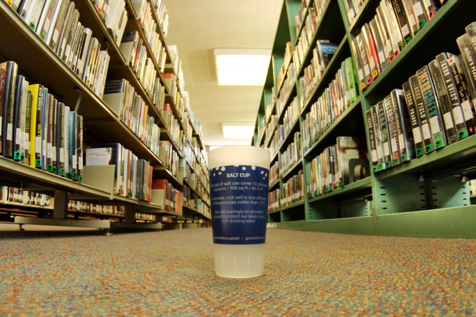 A salt cup is seen at the Greater Sudbury Public Library’s downtown Sudbury branch.