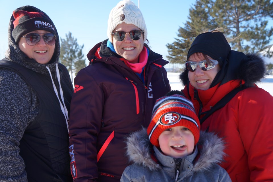 Left to Right: Linda Liboiron-Grenier, Christine Rodrigue, Melanie Chartrand and her son, Mateo, head out for a day at Timberwolf                               