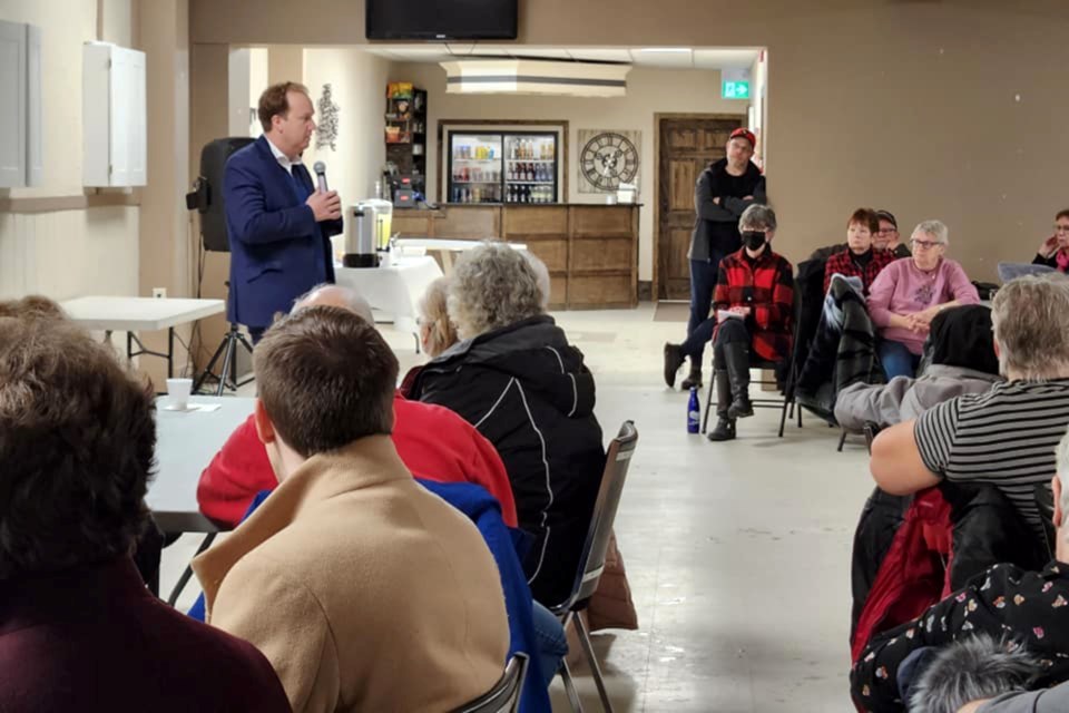 Mayor Paul Lefebvre is seen in Coniston earlier this month during the first in a series of town hall-style meetings he plans on doing in all 12 of Greater Sudbury’s wards each year of his mandate.