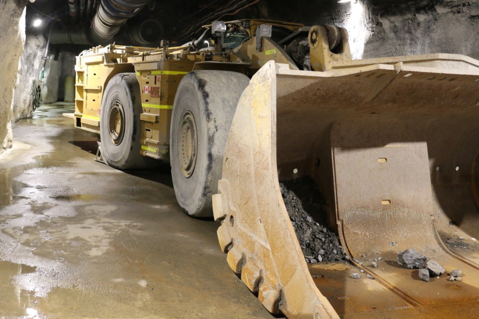 An all-electric LHD scooptram at Vale's Copper Cliff South Mine project.