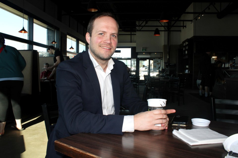 Beaches—East York Liberal MP and Ontario Liberal Party leadership tire-kicker Nate Erskine-Smith is seen at Twiggs Coffee Roasters in Sudbury on Thursday.
