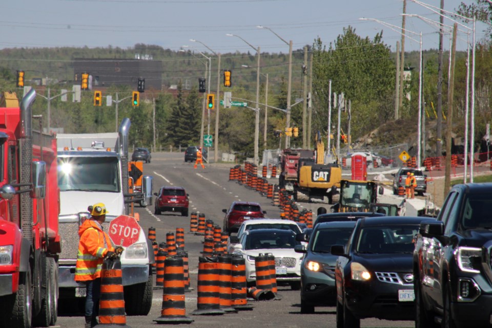 Westbound traffic makes its way down The Kingsway on Wednesday, approaching Silver Hills Drive.