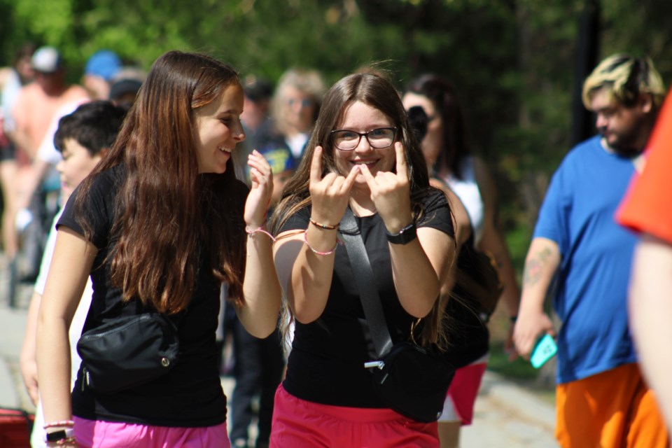 Walkers take part in the 10th annual Defeat Depression walk at Bell Park on Saturday.