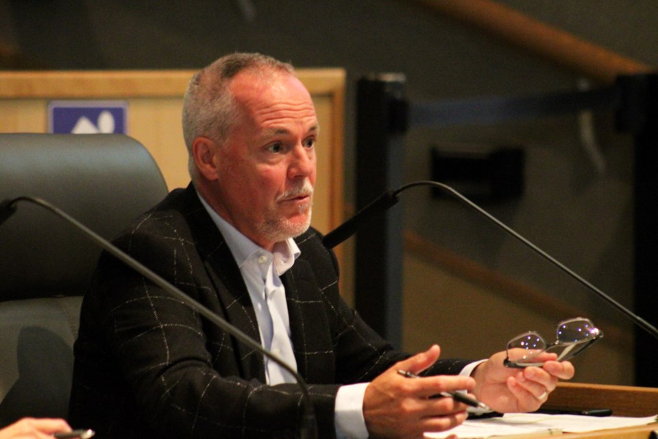 Dave Paquette, chair of the Sudbury Airport Community Development Corporation's board, speaks during Tuesday’s annual general meeting at Tom Davies Square.