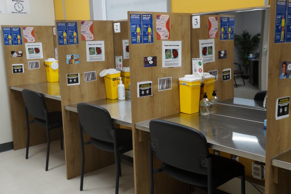 The booths at The Spot, Sudbury's supervised consumption site. The new steel counters help to see the substance more clearly and to aid with clean-up.                       