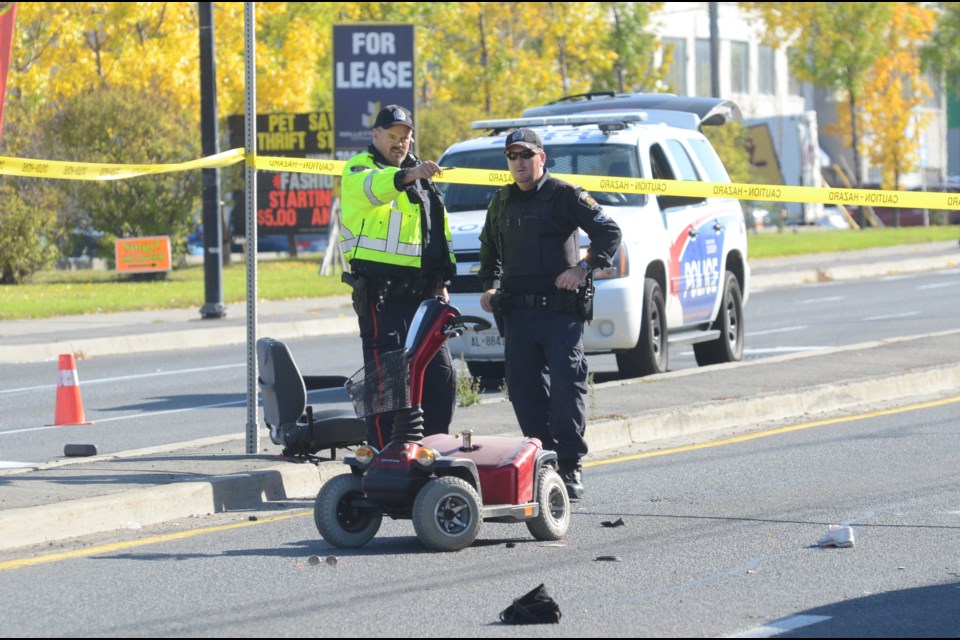 The Greater Sudbury Police Service is currently at the scene of a serious motor vehicle/pedestrian collision on Notre Dame Avenue at King Street. Photo: Arron Pickard