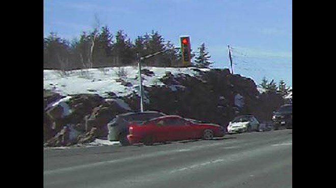 On Sunday, March 18 at around 2:05 p.m., Greater Sudbury Police observed a red, two-door vehicle driving dangerously at a high rate of speed on the Lasalle Boulevard extension in Greater Sudbury. (Supplied)