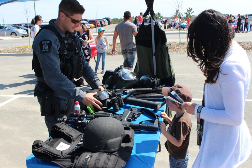 Members of Greater Sudbury Police Services welcomed members of the community to the All Nations Church parking lot on May 14 in celebration of the kick-off of Police Week 2018. (Matt Durnan/Sudbury.com)