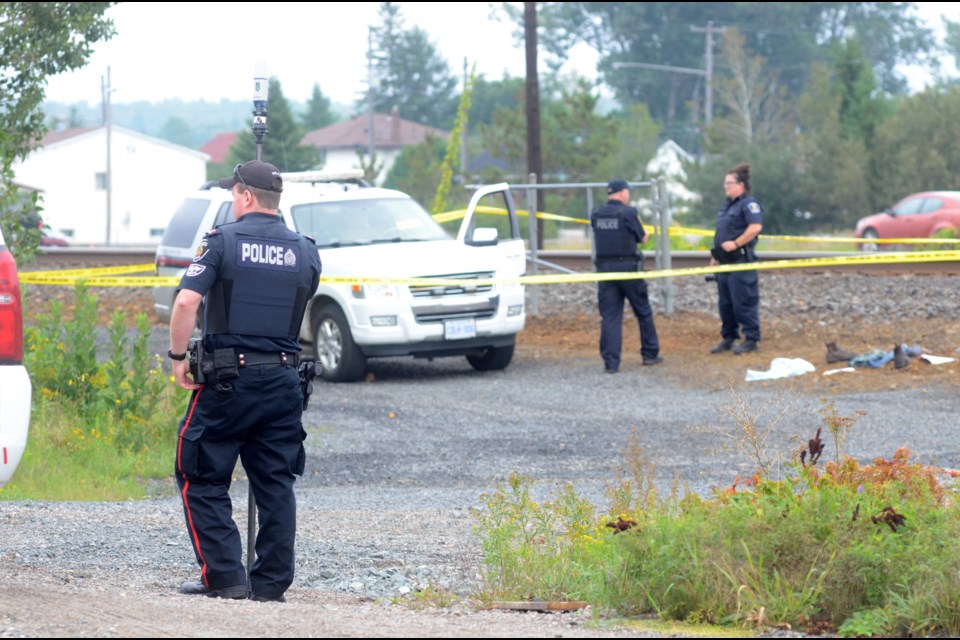 GSPS were called to the scene in Azilda on Sept. 3 after an injured man was found unconscious beside the railroad tracks. However, it is CP police investigating the incident as the man was found on railway property. (Arron Pickard/Sudbury.com)