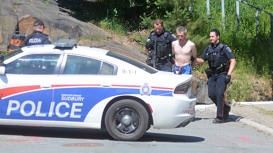 A man was arrested June 30 following a standoff with Greater Sudbury Police on Beatty Street. (Arron Pickard/Sudbury.com)