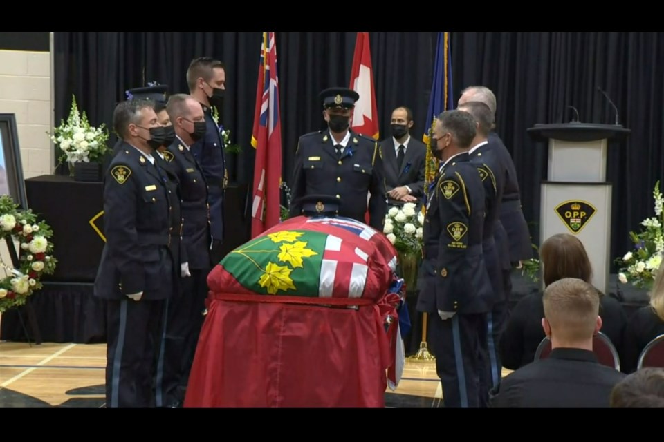 A community said goodbye to Provincial Constable Marc Hovingh on Nov. 28, sharing stories about the kind and caring man that he was.