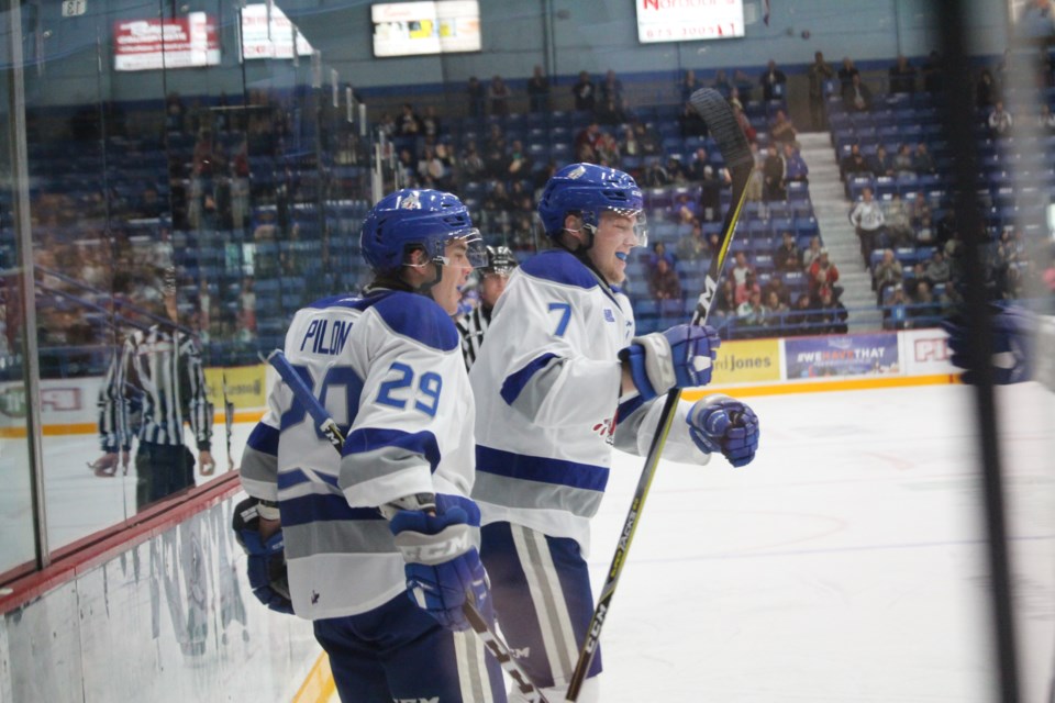 The Sudbury Wolves got the better of their Northern rivals from Sault Ste. Marie on Wednesday night, earning a 4-2 win. (Photo: Matt Durnan)