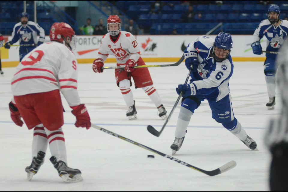 The Sudbury Nickel Capital Wolves haven't got out to the start they had hoped for at the 2018 Telus Cup, dropping their second straight game on April 24. (Arron Pickard/Sudbury.com)