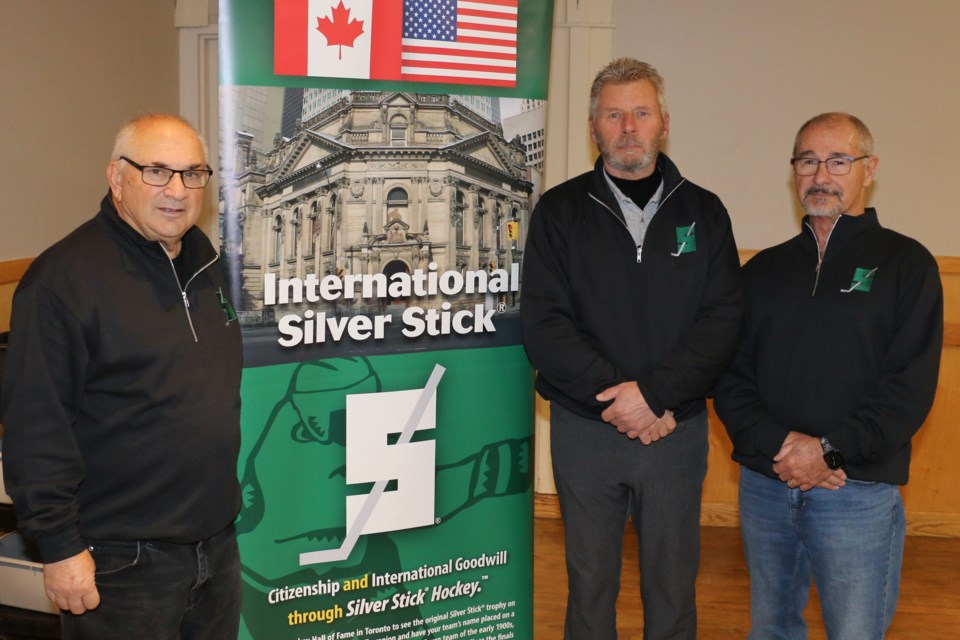 Organizers of the Sudbury Silver Stick hockey tournament announced details of the event this week as hundreds of visitors, players, parents and team staff are preparing to visit Greater Sudbury over the next two weekends. Among the scores of volunteers who help make the event a success were tournament directors, Peter Michelutti, left, Lance Hill and Richard Cloutier. They took part in the announcements Tuesday night.