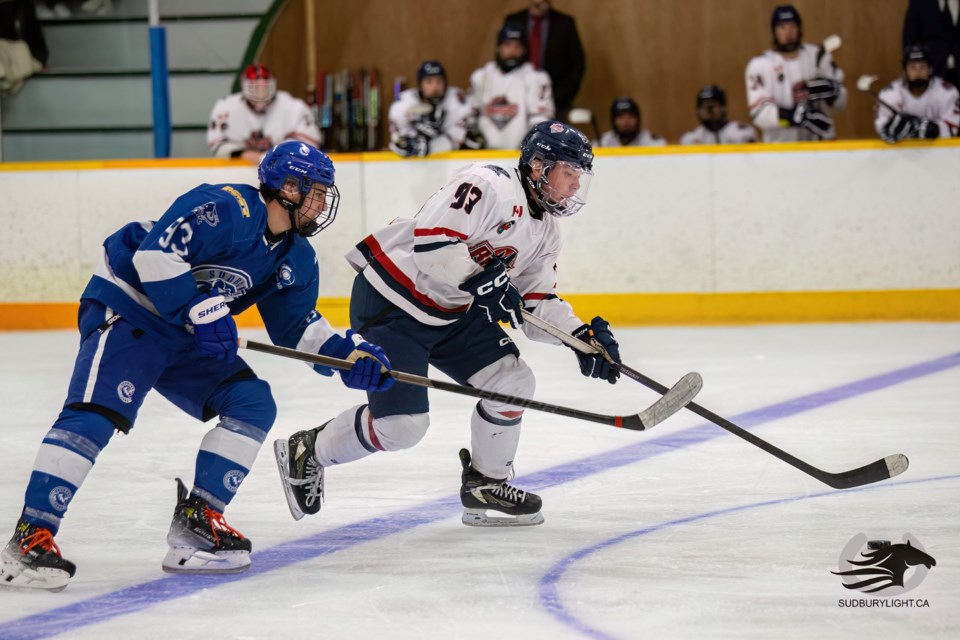 The Greater Sudbury Cubs continued their winning streak Friday at Hanmer Centennial Arena, defeating the French River Rapids 6-3 for their eighth consecutive Northern Ontario Junior Hockey League victory.
Photo by Rob and Caleigh Fera/Sudbury Light Event Photography
