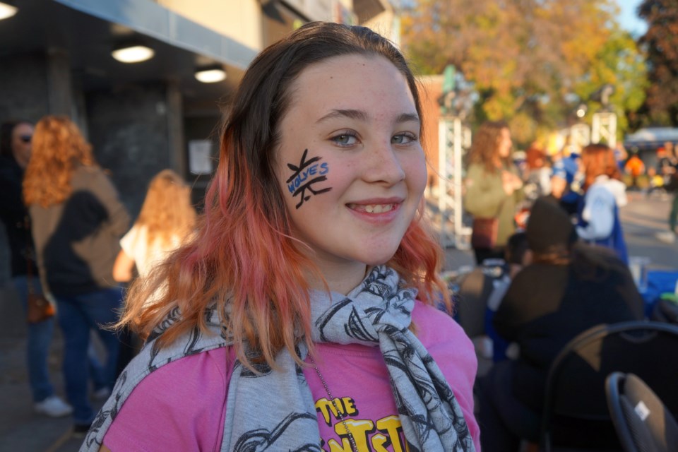Lily had her face painted to show her love for the Wolves at the home opener on Sept. 29. The Wolves won 6-2 over the Brantford Bulldogs.