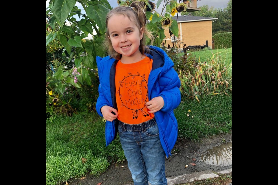 Rebecca Lafortune sporting her orange shirt. (Submitted by Samantha Kuula)