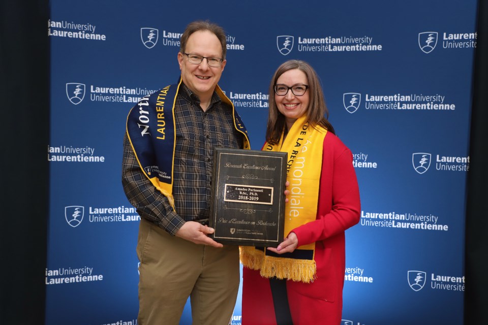This year’s Research Excellence Award went to Amadeo Parissenti, a professor with Laurentian’s Department of Chemistry and Biochemistry. (Photo by Gino Donato)