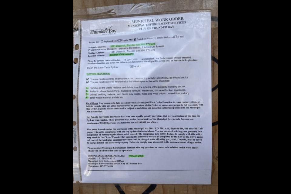 A municipal work order was posted at the house. (Penny Robinson)