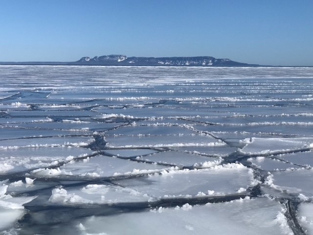 The Sleeping Giant rests on a bed of ice. (Patty Bates)