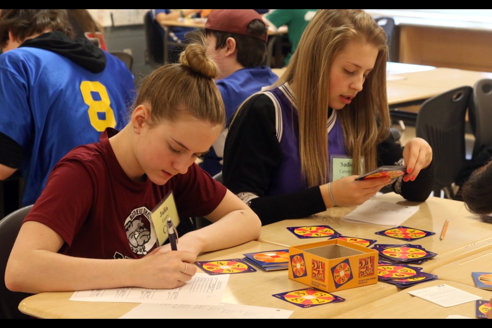 Mathletes take on an algorithm game during the 21st Math Olympics in Thunder Bay. 