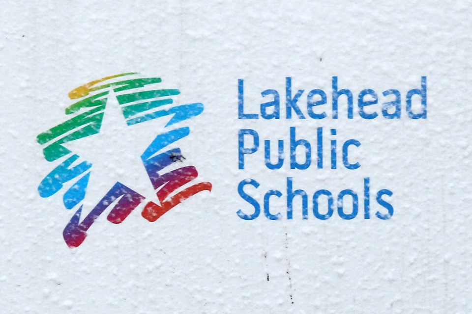 Lakehead Public School Sign Snow