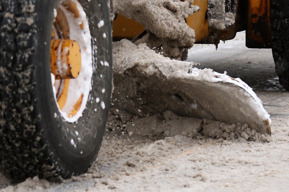 A city snowplow clears a Thunder Bay street on Tuesday, Dec. 5, 2017. (Leith Dunick, tbnewswatch.com). 